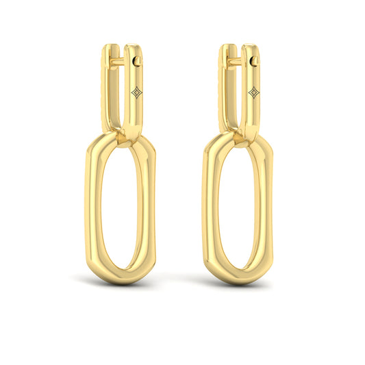 Diamond Accent North South Open Oval Pendant Link Earrings