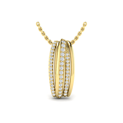 Triple Row Diamond Fluted Pendant