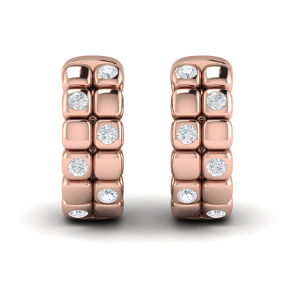 Tiled Diamond Huggie Earrings