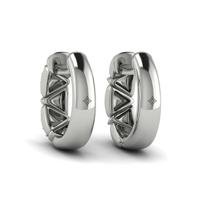Double Diamond Trinity Huggie Earrings