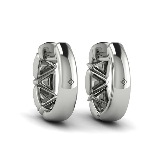 Double Diamond Trinity Huggie Earrings