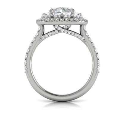 Double Euro Halo Round Engagement Ring