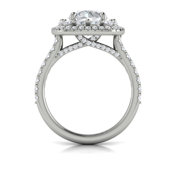 Double Euro Halo Round Engagement Ring