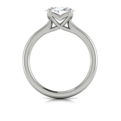 Oval Solitaire Engagement Ring in Platinum by Vlora Bridal
