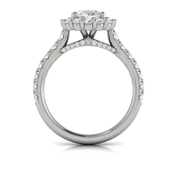 Oval Halo Engagement Ring in Platinum by Vlora Bridal