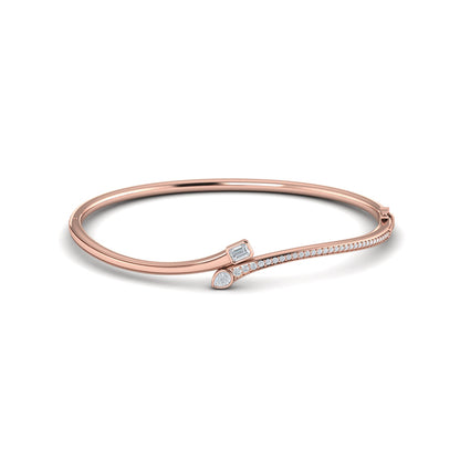 Emerald & Pear Shape Diamond Open Bangle