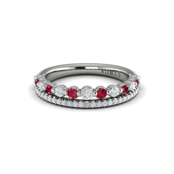 Diamond and Ruby Two Row Ring