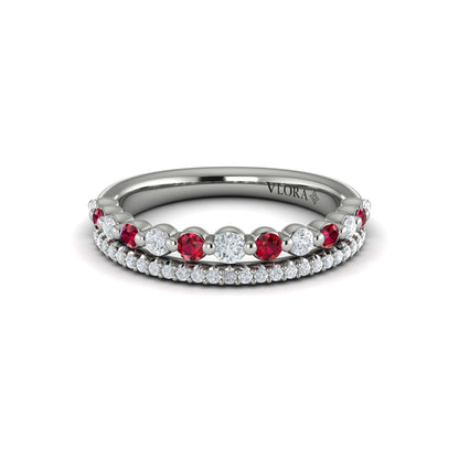 Diamond and Ruby Two Row Ring