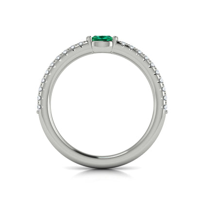 Diamond and Oval Emerald Centerstone Ring