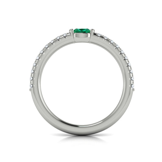 Diamond and Oval Emerald Centerstone Ring