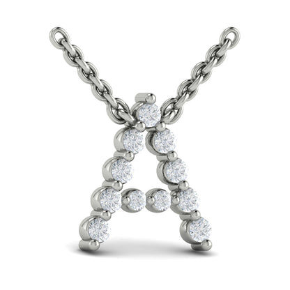 Diamond Alphabet Pendant Necklace, A