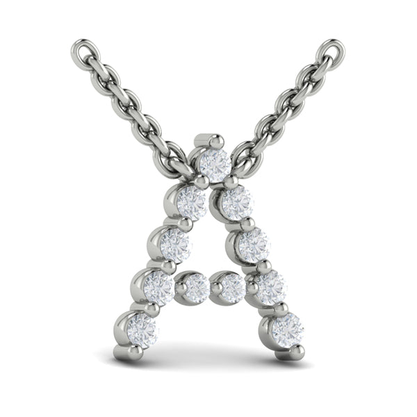 Diamond Alphabet Pendant Necklace, A