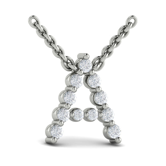 Diamond Alphabet Pendant Necklace, A
