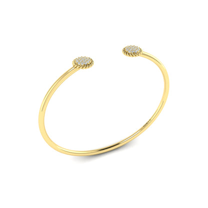 Double Round Shaped Diamond Pavé Open Bangle