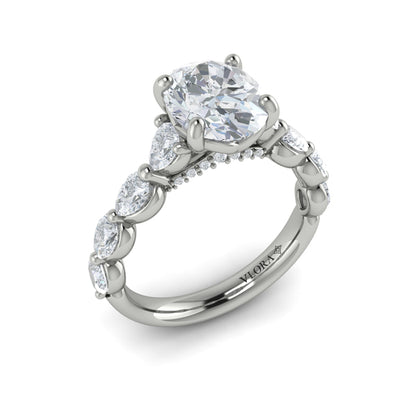 Oval Classic Engagement Ring in Platinum by Vlora Bridal