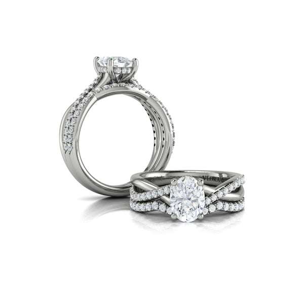 Entwined Oval Hidden Halo Engagement Ring