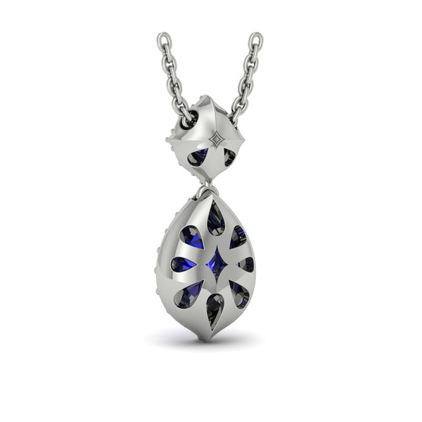 Tear Drop Sapphire and Diamond Pendant