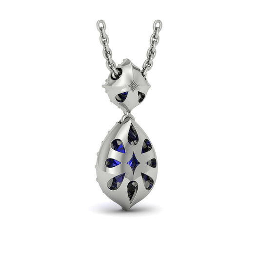 Tear Drop Sapphire and Diamond Pendant
