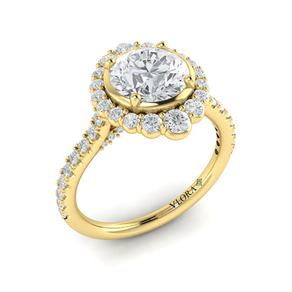 Cathedral Arch Halo Round Engagement Ring