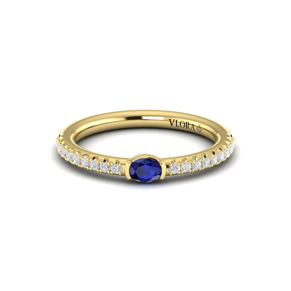Diamond and Oval Sapphire Centerstone Ring