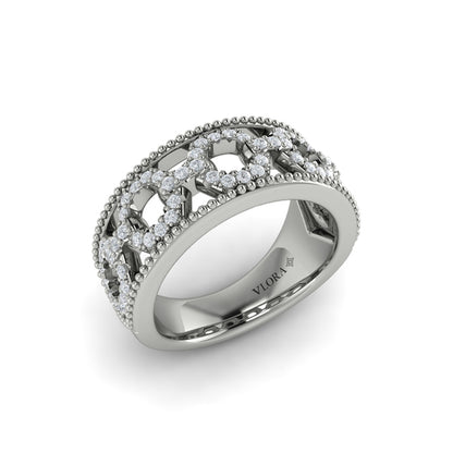 Diamond Open Honeycomb Link Ring