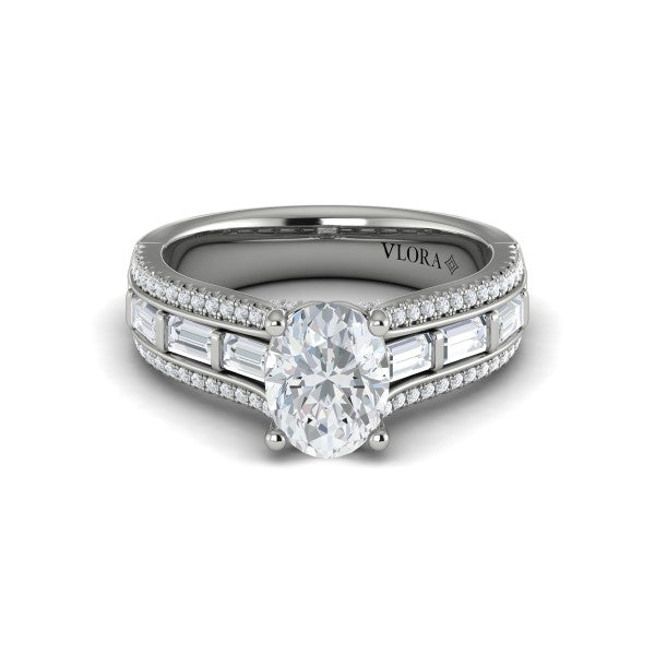 Oval Classic Engagement Ring in Platinum by Vlora Bridal