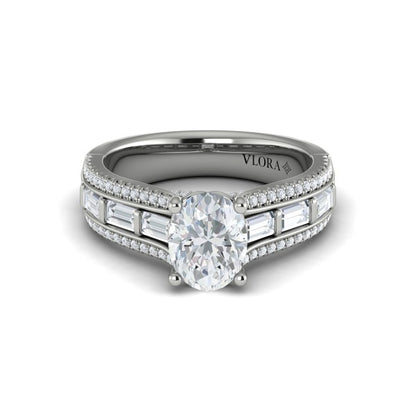 Oval Classic Engagement Ring in Platinum by Vlora Bridal