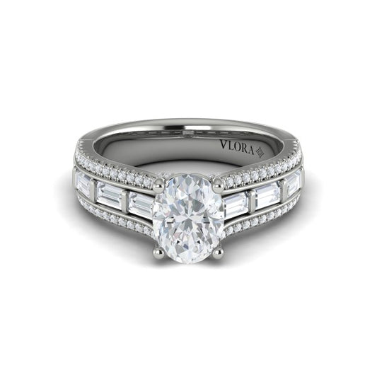 Oval Classic Engagement Ring in Platinum by Vlora Bridal