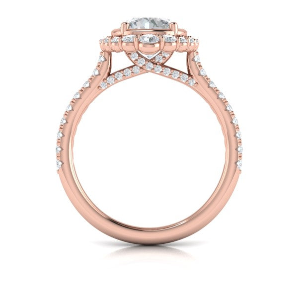 Cathedral Arch Halo Round Engagement Ring