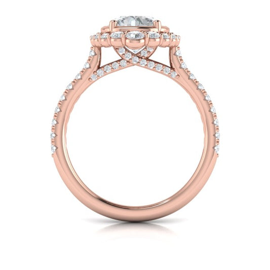 Cathedral Arch Halo Round Engagement Ring