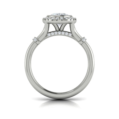 Diamond Accent Bezel Oval Halo Engagement Ring