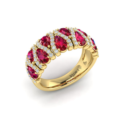 Multi Diamond and Ruby Statement Ring