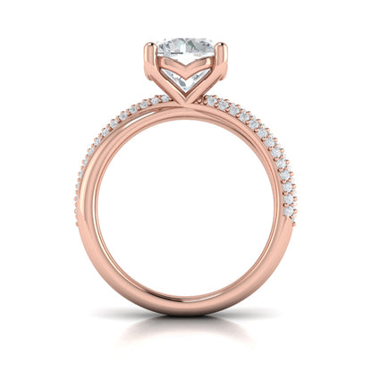 Round Straight Row Engagement Ring in 14K Rose Gold by Vlora Bridal