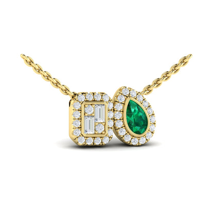 Diamond and Emerald Toi et Moi Pendant