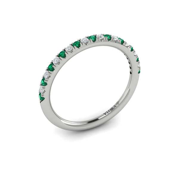 Slim Emerald and Diamond Stackable Band