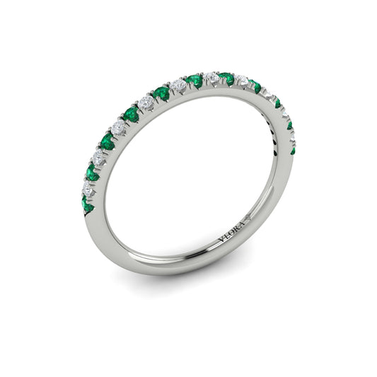 Slim Emerald and Diamond Stackable Band