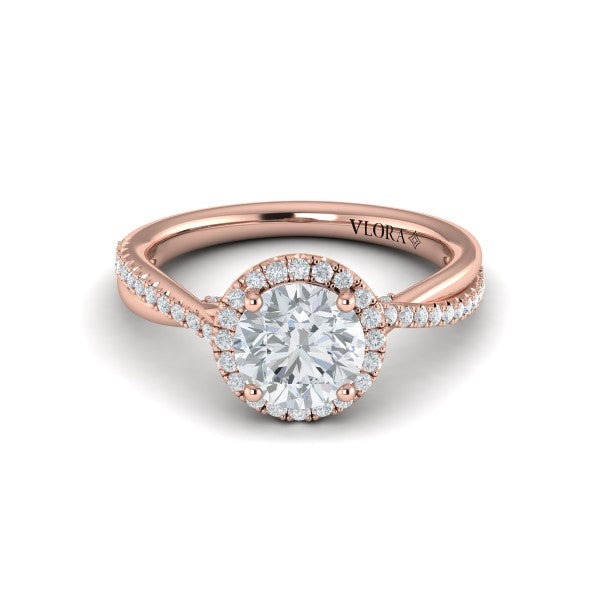 Entwined Halo Round Engagement Ring