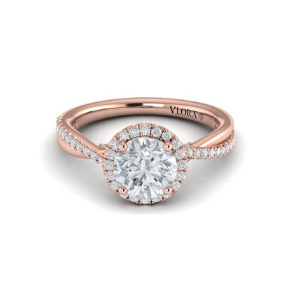 Entwined Halo Round Engagement Ring