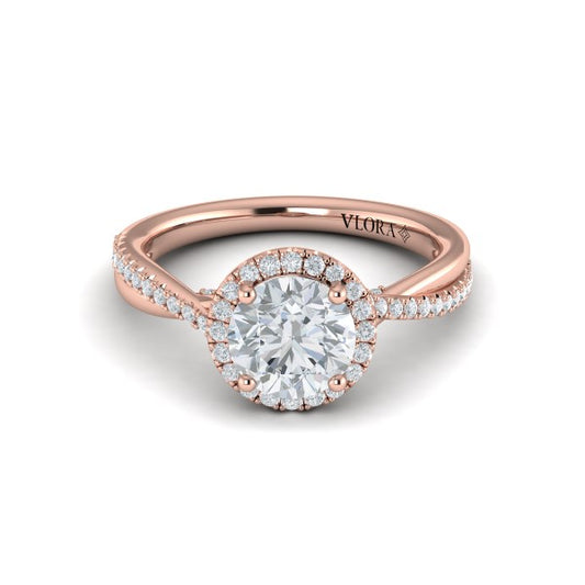 Entwined Halo Round Engagement Ring