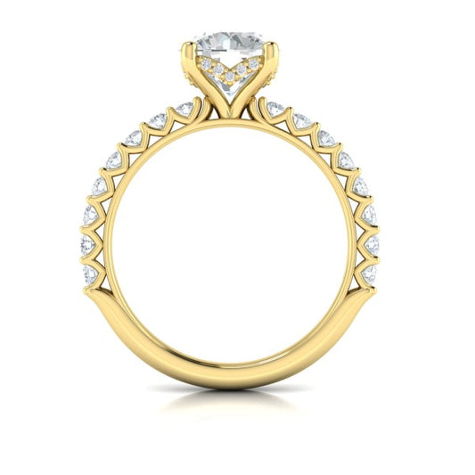 Woven Elegance Hidden Halo Round Engagement Ring