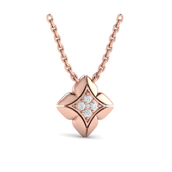 Diamond Vlora Star Floral Pendant Necklace