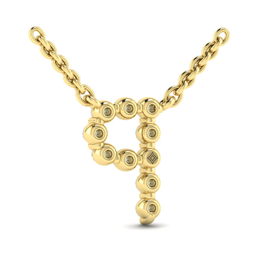 Diamond Alphabet Pendant Necklace, P