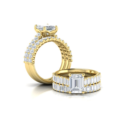 Emerald Cut Engagement Ring with Baguette Diamond Band