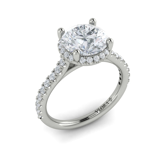 Round Halo Engagement Ring in Platinum by Vlora Bridal