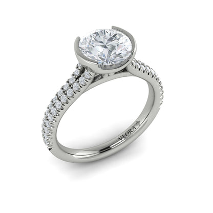 Round Classic, Bezel, Split Shank Engagement Ring in Platinum by Vlora Bridal