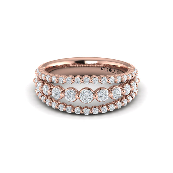 Diamond Three Row Ring
