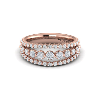 Diamond Three Row Ring