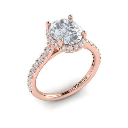 Graceful Halo Oval Engagement Ring