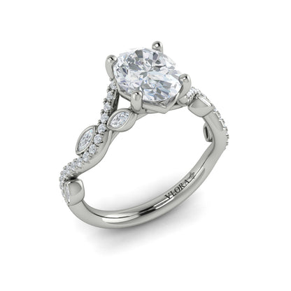Oval Classic Engagement Ring in Platinum by Vlora Bridal