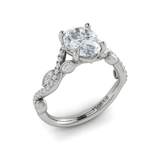 Oval Classic Engagement Ring in Platinum by Vlora Bridal